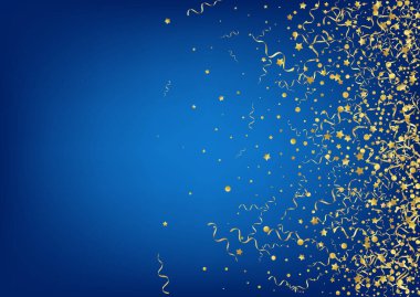 Altın Konfeti Kutlama Vektörü Mavi Arkaplan. 