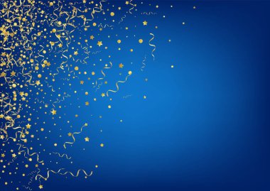 Altın Konfeti Karnaval Vektörü Mavi Arkaplan. 