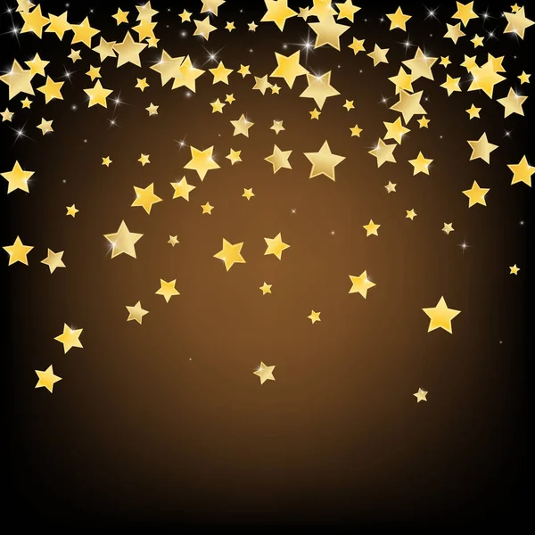 Yellow Christmas Stars Vector Brown Background. — Stock Vector