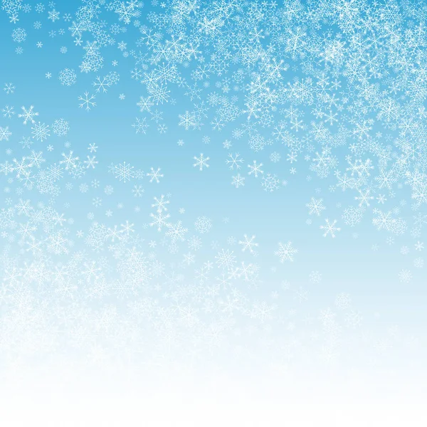 Branco Snow Vector fundo azul. Neve luz cair — Vetor de Stock