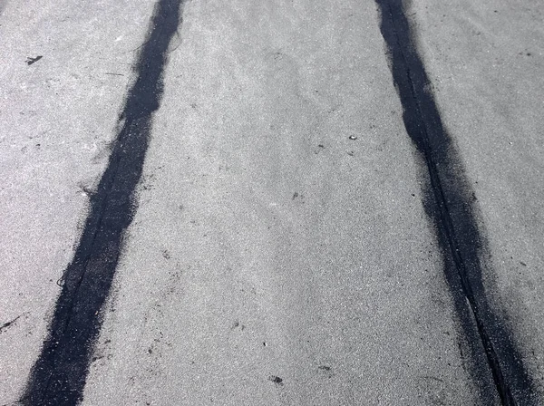 Fragment Roll Roofing Material Roof Edges Which Manually Glued Bitumen — Stock Photo, Image