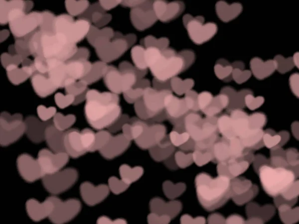 Rosa Fliegende Herzen Auf Schwarzem Hintergrund — Stockfoto