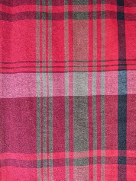 Red and gray checked fabric