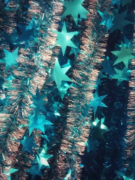 Natal Azul Borrado Fundo Brilhante Estrelas — Fotografia de Stock