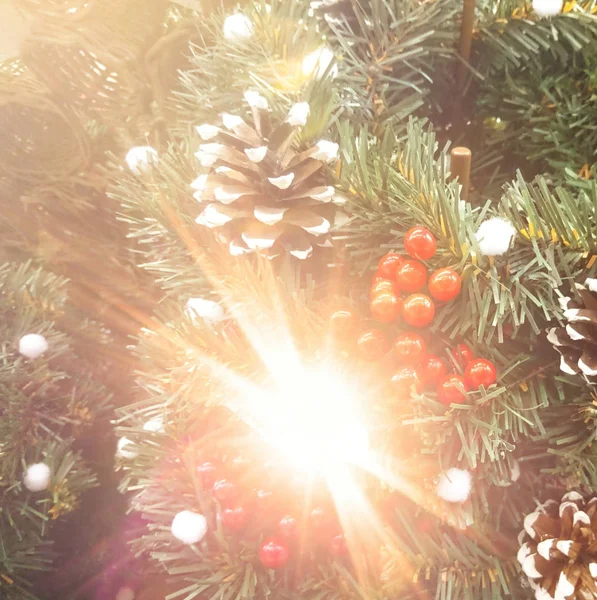 Weihnachtlich Glänzende Kugeln Auf Einem Ast Glanz — Stockfoto