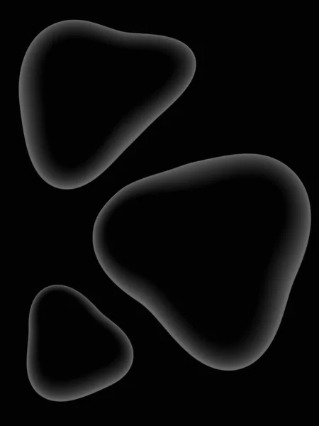 黒色の背景にプラスチック製の形状と線 抽象的なイメージ — ストック写真