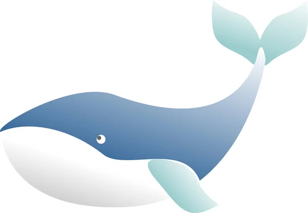Mavi balina beyaz arka planda izole vektör Illustration. Karikatür tarzında balinalar neşeli çeşitli. Balinalar ve yunuslar dünya günü