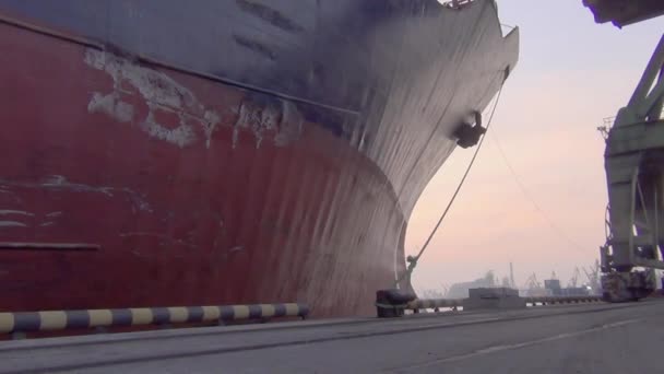 Een Groot Droogvrachtschip Komt Commerciële Zeehaven Heidevelden Ligplaats Binnen Uitzicht — Stockvideo