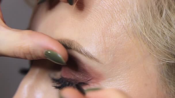 Dans Salon Beauté Maquilleur Professionnel Dessine Une Fine Ligne Noire — Video