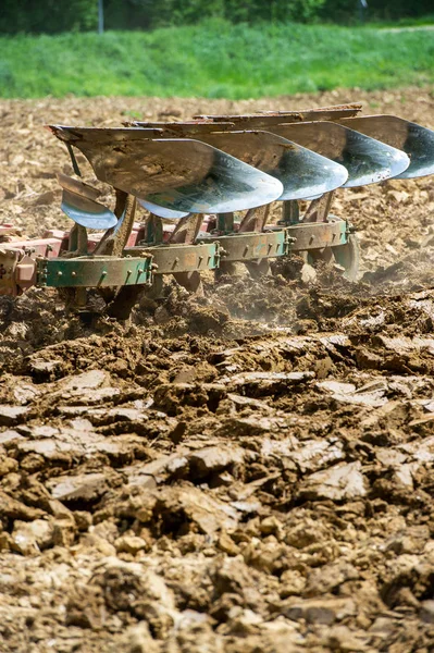 Traktor Mezőgazdasági Termelő Szántani Mező Franciaország Európa — Stock Fotó