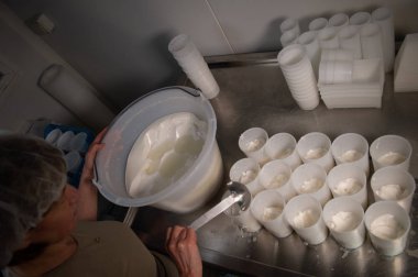 Geleneksel bir şekilde, Gironde, Fransa peynir yapımı