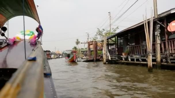 Плавучий рынок, Бангкок, Таиланд — стоковое видео
