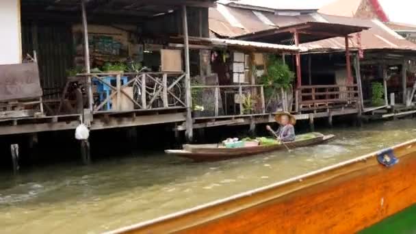 Плавучий Рынок Бангкок Таиланд Азия — стоковое видео