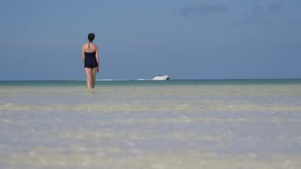美しい砂浜、オルボッシュ島、メキシコ — ストック動画