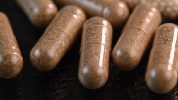 Herbal drug capsules rotate, Alternative medicine concept — Stock Video