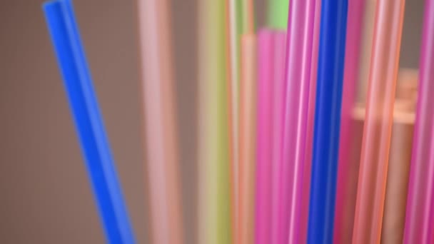 Ecological straws or tube for drinking water just say no to plastic small and lightweight and as such often evade recycling efforts — Stock Video