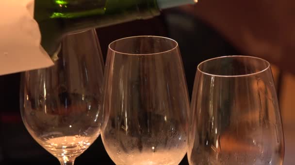 Wine tasting glasses, white wine — Stock Video