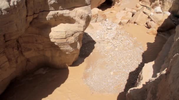 Vacker Utsikt Över Flodvåg Öknen Nahal Zin Negev — Stockvideo