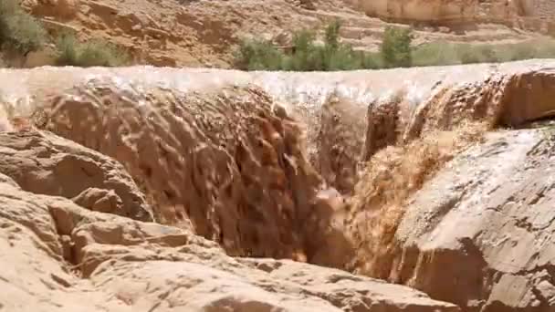 Γραφική Θέα Στιγμιαία Πλημμύρα Στην Έρημο Της Nahal Ζην Negev — Αρχείο Βίντεο