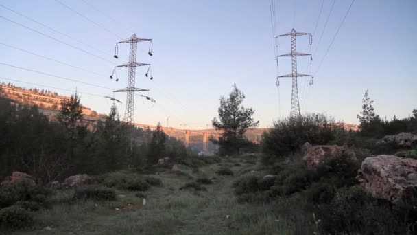 View Cranes Working Bridge Construction Jerusalem Israel — Stock Video