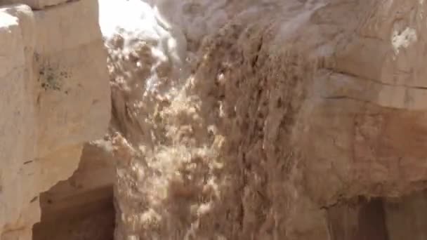 Schilderachtig Uitzicht Van Flits Overstroming Woestijn Van Nahal Zin Negev — Stockvideo