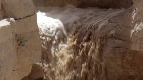 Scenic View Flash Flood Desert Nahal Zin Negev — Stock Video