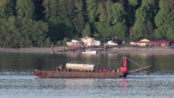 Piękny Strzał Statku Pływają Wodzie Vancouver Island — Wideo stockowe