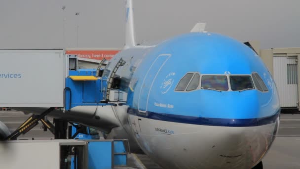 Malebný Pohled Letadla Letišti Schiphol Amsterdamu — Stock video