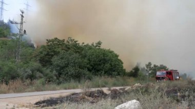 Orman, Kudüs, İsrail yanan yakın çalışan itfaiyeciler