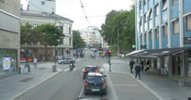 Oslo City, Norveç'te sokak trafik görünümünü