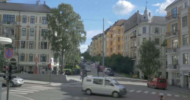 Veduta Del Traffico Stradale Nella Città Oslo Norvegia — Video Stock