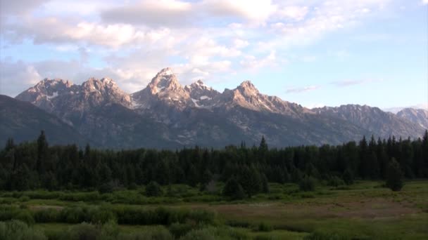 Vista Panoramica Delle Montagne Nel Parco Nazionale Del Grand Teton — Video Stock