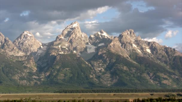 Γραφική Θέα Των Βουνών Grand Teton Εθνικό Πάρκο Ηπα — Αρχείο Βίντεο