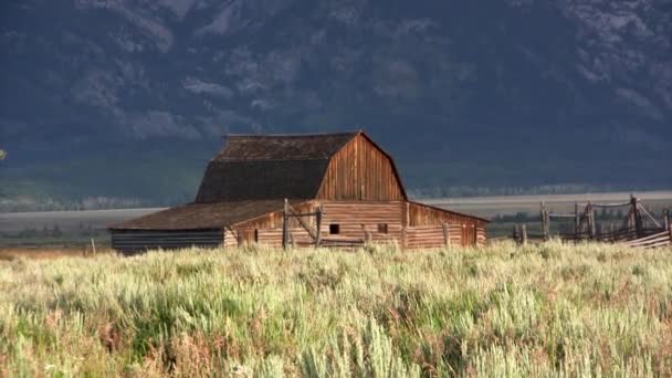 Boerderij Schuur Grand Teton National Park Verenigde Staten — Stockvideo