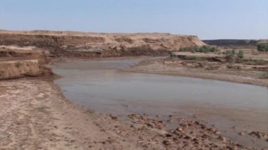 Dead Sea, İsrail Ürdün Nehri ağzına panoramik manzaralı