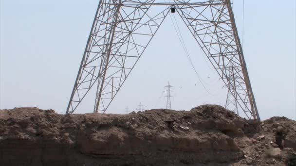 Steady Shot Power Lines Israel Jordan — Stock Video