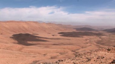 Negev Dağları, İsrail 'deki Ramon Krateri manzarasının panoramik görüntüsü