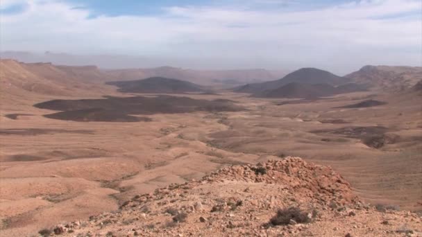 Panoramatický Pohled Krajinu Kráteru Ramon Negevských Horách Izrael — Stock video