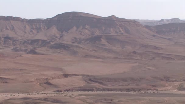 Panoramisch Uitzicht Ramon Crater Landschap Negev Mountains Israël — Stockvideo