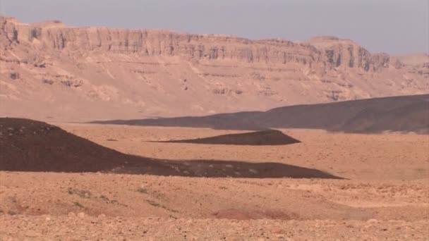 Negev Dağları Srail Deki Ramon Krateri Manzarasının Panoramik Görüntüsü — Stok video