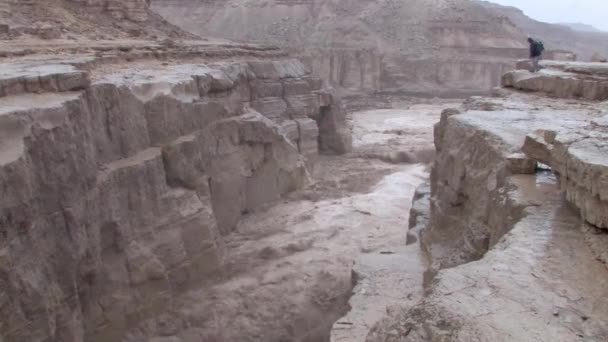 Vacker Utsikt Över Flodvåg Wadi Zeelim Negev Öknen Israel — Stockvideo