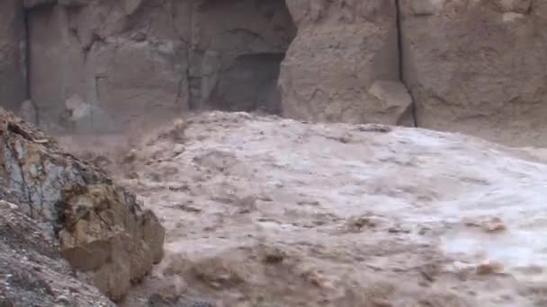 Vista Panorámica Las Inundaciones Repentinas Wadi Zeelim Desierto Del Negev — Vídeo de stock