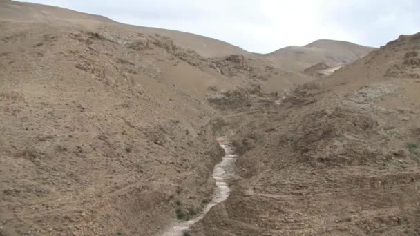 Vista Flash Flood Deserto Judéia Israel — Vídeo de Stock