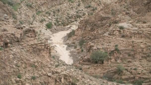Вид Внезапное Наводнение Пустыне Иудея Израиль — стоковое видео