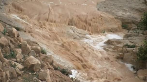 Άποψη Της Στιγμιαία Πλημμύρα Στην Έρημο Της Ιουδαίας Ισραήλ — Αρχείο Βίντεο