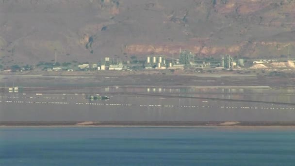 Industriële Werken Aan Kust Van Dode Zee Israël — Stockvideo