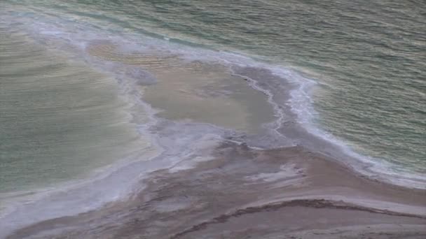 Vista Dello Sputo Sabbia Sulla Costa Del Mar Morto Israele — Video Stock