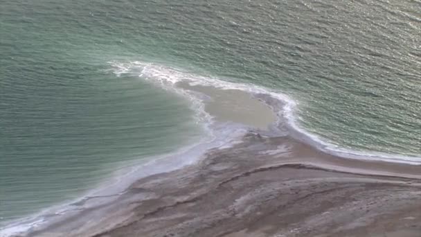 Dead Sea Shore Srail Tükürmek Kum Görünümünü — Stok video
