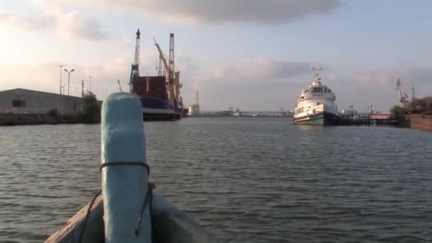 Vista Dalla Barca Vela Sul Fiume Kishon Haifa Israele — Video Stock