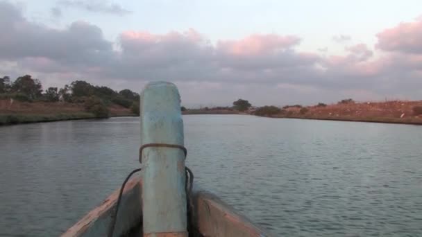 Blick Vom Segelboot Auf Dem Fluss Kishon Haifa Israel — Stockvideo